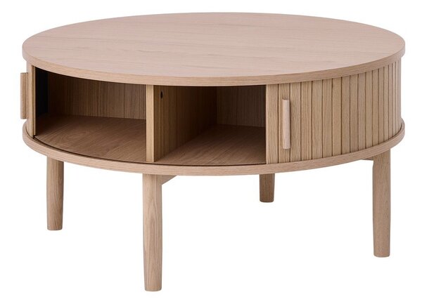 Okrogla klubska mizica v hrastovem dekorju v svetli naravni barvi ø 85 cm Meta – Unique Furniture