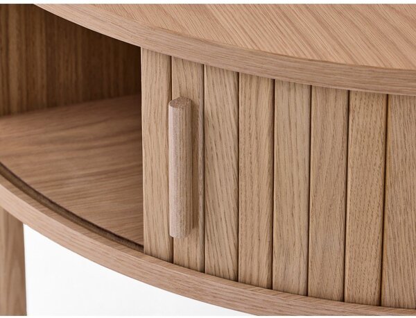 Okrogla klubska mizica v hrastovem dekorju v svetli naravni barvi ø 85 cm Meta – Unique Furniture