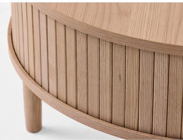 Okrogla klubska mizica v hrastovem dekorju v svetli naravni barvi ø 85 cm Meta – Unique Furniture