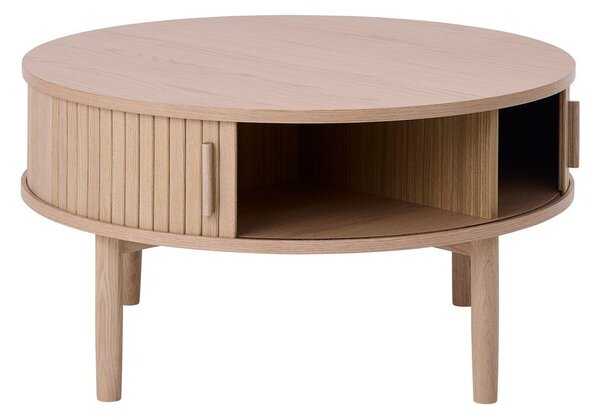 Okrogla klubska mizica v hrastovem dekorju v svetli naravni barvi ø 85 cm Meta – Unique Furniture