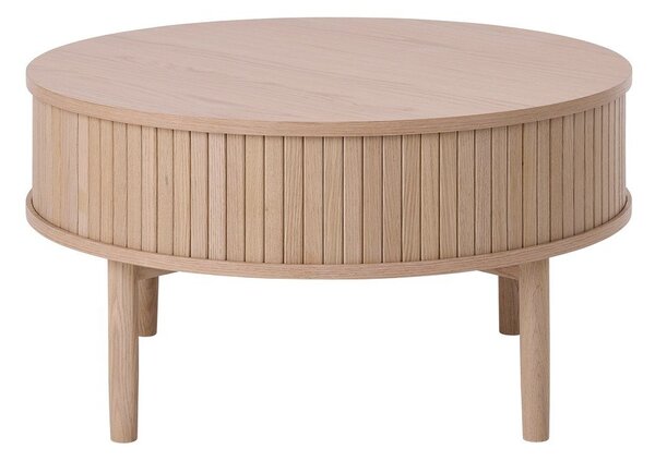 Okrogla klubska mizica v hrastovem dekorju v svetli naravni barvi ø 85 cm Meta – Unique Furniture