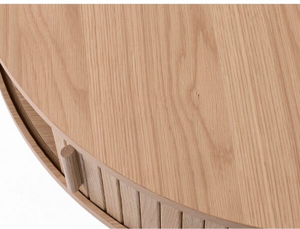 Okrogla klubska mizica v hrastovem dekorju v svetli naravni barvi ø 85 cm Meta – Unique Furniture