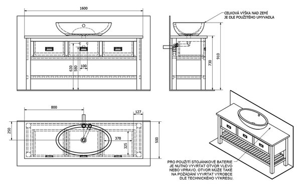 Rjava omarica brez umivalnika iz masivne smreke 160x73 cm Brand – Sapho