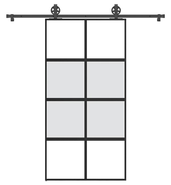 VidaXL Drsna vrata z opremo 102,5x205 cm kaljeno steklo in aluminij