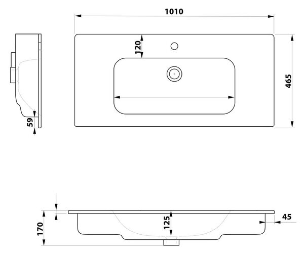 Bel keramičen umivalnik 101x46,5 cm Piedra – Sapho