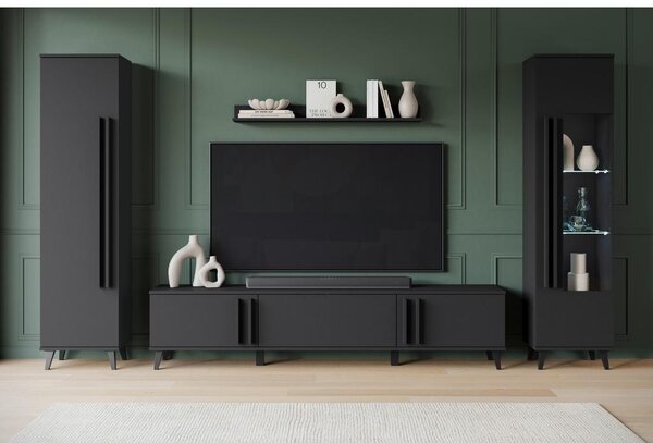 P & B Dnevni Regal Helsinki 2, Črna, 4-Delno