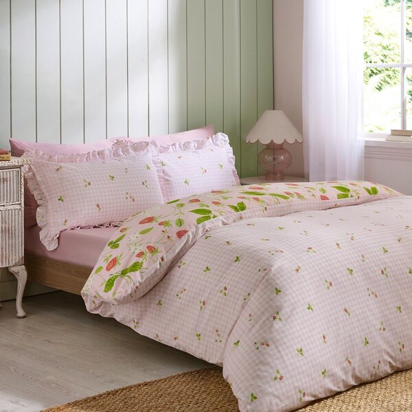 Rožnata enojna posteljnina 135x200 cm Strawberry Frills – Catherine Lansfield
