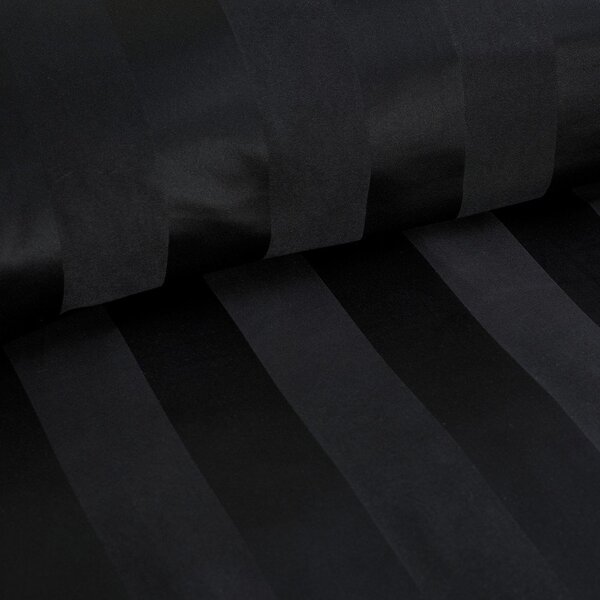 Črna 3-delna satenasta posteljnina za zakonsko posteljo 200x200 cm So Soft Satin Stripe – Catherine Lansfield