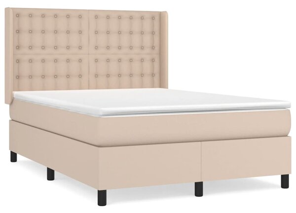 VidaXL Box spring postelja z vzmetnico kapučino 140x190cm umetno usnje