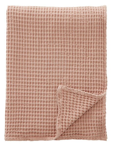 Prašno rožnata bombažna odeja 150x200 cm Jaipur Chunky Waffle – Pineapple Elephant