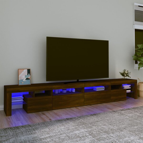 VidaXL TV omarica z LED lučkami rjav hrast 260x36,5x40 cm