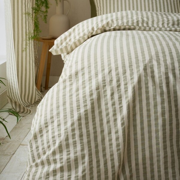 Zelena enojna posteljnina 135x200 cm Cotton Rich Woven Stripe – Pineapple Elephant