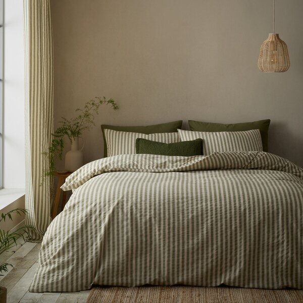 Zelena enojna posteljnina 135x200 cm Cotton Rich Woven Stripe – Pineapple Elephant