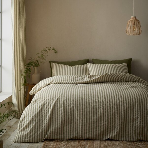 Zelena enojna posteljnina 135x200 cm Cotton Rich Woven Stripe – Pineapple Elephant