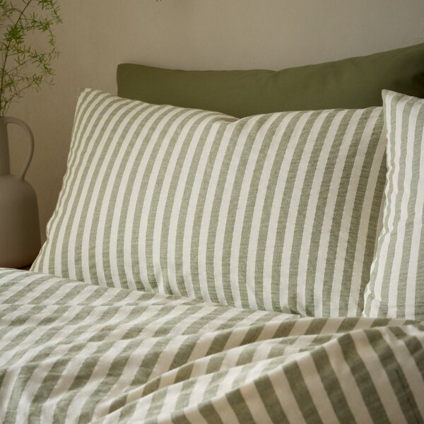 Zelena enojna posteljnina 135x200 cm Cotton Rich Woven Stripe – Pineapple Elephant