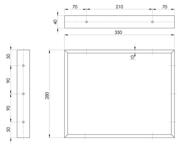 Jeklena podpora za pult v zlati barvi 35x2 cm – Sapho