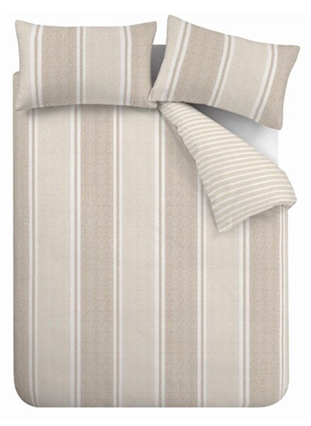 Bež 3-delna posteljnina za zakonsko posteljo 200x200 cm Banded Stripe – Catherine Lansfield