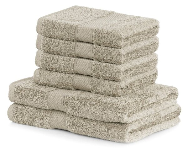 Komplet 2 bež kopalnih brisač in 4 brisač DecoKing Bamby Beige