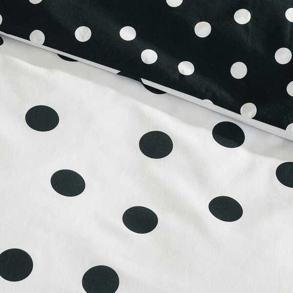 Črno-bela enojna posteljnina 135x200 cm Polka Dot – Catherine Lansfield
