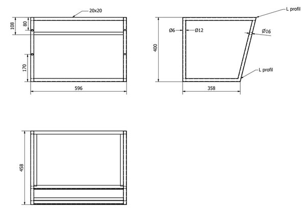 Belo jekleno stensko stojalo za pod umivalnik 60x40 cm Ska – Sapho