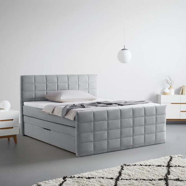 Mömax Postelja Boxspring Damon, Siva, 180x200