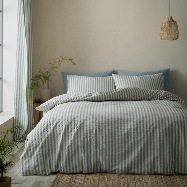 Modra enojna posteljnina 135x200 cm Cotton Rich Woven Stripe – Pineapple Elephant