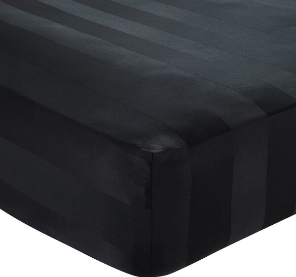 Črna napenjalna satenasta rjuha 150x200 cm So Soft Satin Stripe – Catherine Lansfield