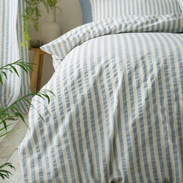 Modra enojna posteljnina 135x200 cm Cotton Rich Woven Stripe – Pineapple Elephant