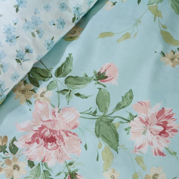 Modra enojna posteljnina 135x200 cm Avebury Floral – Catherine Lansfield