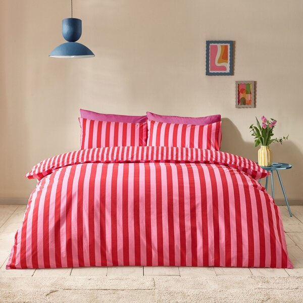 Rdeča/rožnata enojna posteljnina 135x200 cm Stripe Tease – Sassy B