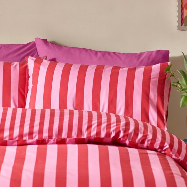 Rdeča/rožnata enojna posteljnina 135x200 cm Stripe Tease – Sassy B