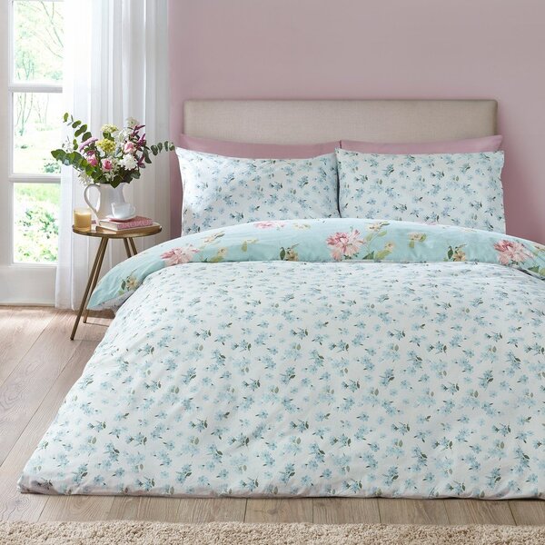 Modra enojna posteljnina 135x200 cm Avebury Floral – Catherine Lansfield