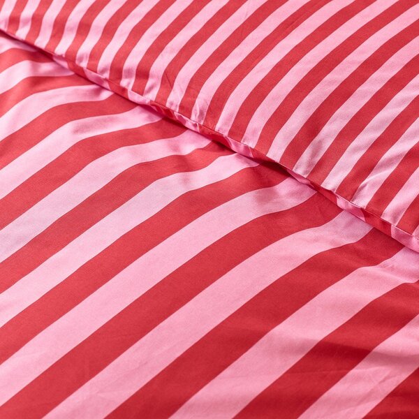 Rdeča/rožnata enojna posteljnina 135x200 cm Stripe Tease – Sassy B