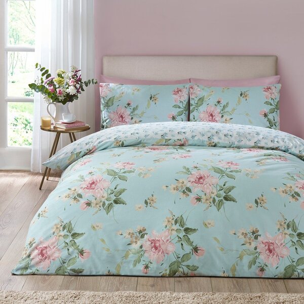 Modra enojna posteljnina 135x200 cm Avebury Floral – Catherine Lansfield