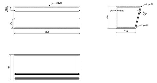 Belo/črno jekleno stensko stojalo za pod umivalnik 120x40 cm Ska – Sapho