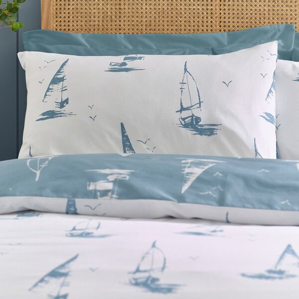 Modra 3-delna posteljnina za zakonsko posteljo 200x200 cm Salcombe Boats – Catherine Lansfield