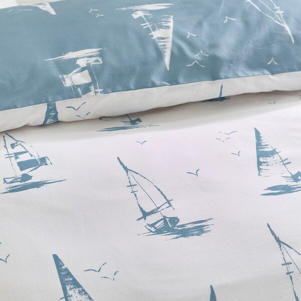 Modra 3-delna posteljnina za zakonsko posteljo 200x200 cm Salcombe Boats – Catherine Lansfield