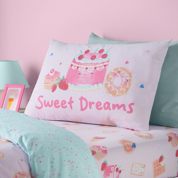 Rožnata napenjalna enojna otroška rjuha 90x190 cm Sweet Treats – Catherine Lansfield