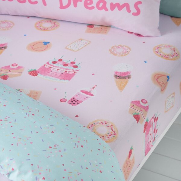 Rožnata napenjalna enojna otroška rjuha 90x190 cm Sweet Treats – Catherine Lansfield