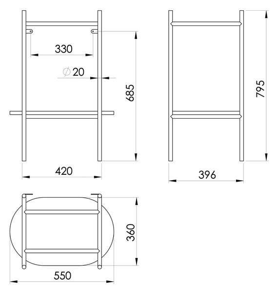 Črno/v zlati barvi kovinsko stojalo za pod umivalnik 55x79,5 cm Puno – Sapho