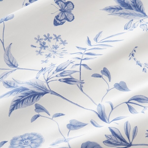 Modra enojna posteljnina iz bombažnega perkala 135x200 cm Thea Floral – Bianca