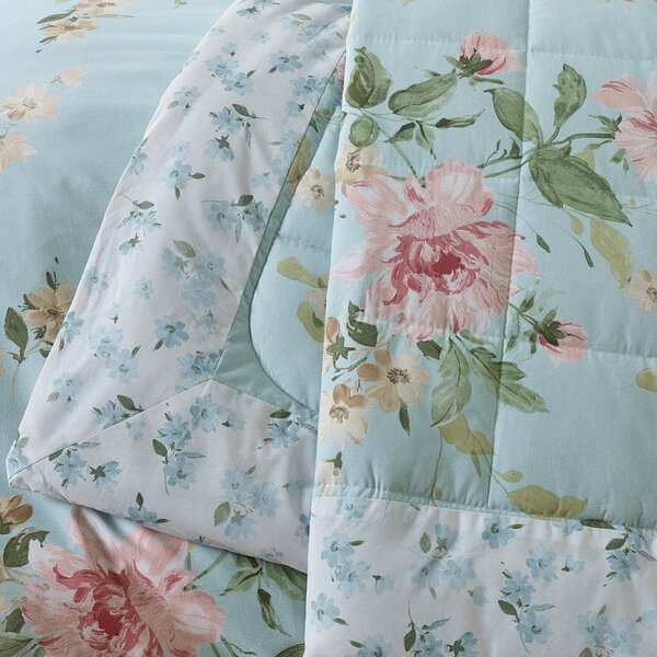 Modro prešito pregrinjalo 220x230 cm Avebury Floral – Catherine Lansfield