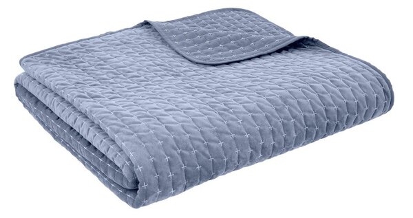 Modro prešito pregrinjalo 240x260 cm Attica Velvet – Bianca