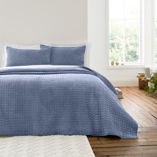 Modro prešito pregrinjalo 240x260 cm Attica Velvet – Bianca