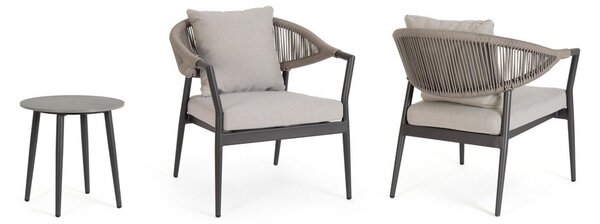 Kaki zeleno-sivorjava aluminijasta vrtna garnitura za 2 osebi Millor – Bizzotto