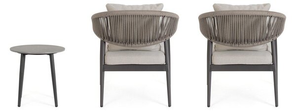 Kaki zeleno-sivorjava aluminijasta vrtna garnitura za 2 osebi Millor – Bizzotto