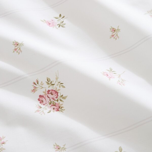 Kremno bela enojna posteljnina iz bombažnega perkala 135x200 cm Vintage Rosebud Lace – Bianca