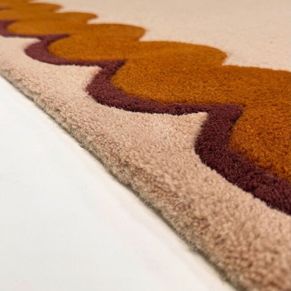 Oranžen/v naravni barvi ročno tkan volnen tekač 80x230 cm Wiggle Wool – Flair Rugs