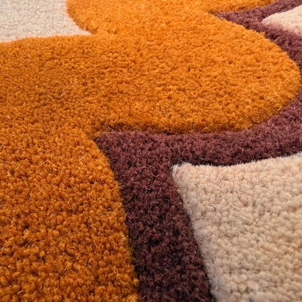 Oranžen/v naravni barvi ročno tkan volnen tekač 80x230 cm Wiggle Wool – Flair Rugs