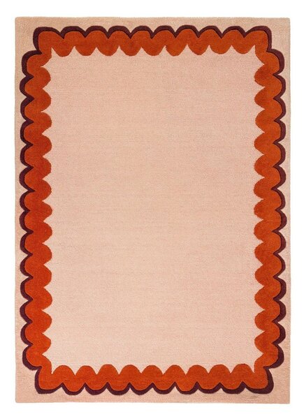 Oranžna/v naravni barvi ročno tkana volnena preproga 140x200 cm Wiggle Wool – Flair Rugs